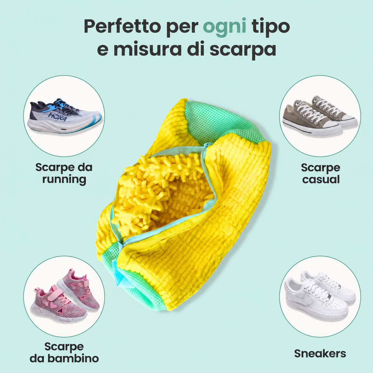 Sacco lavaggio adatto a ogni tipo e misura di scarpa