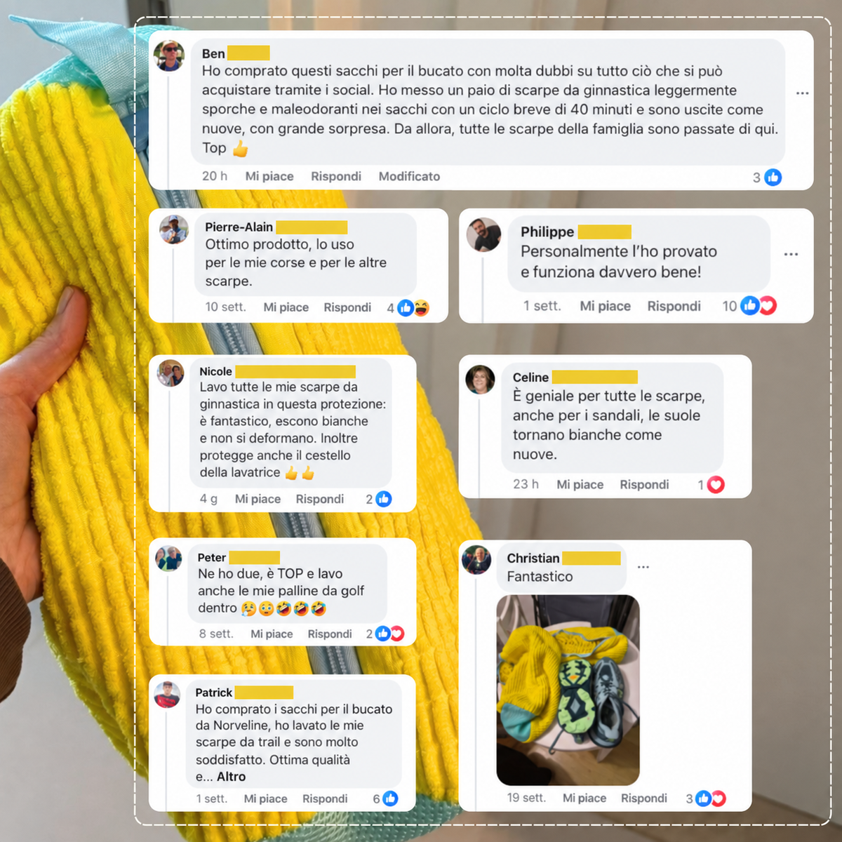 Come usare il sacco lavaggio per scarpe Norveline in 4 passaggi